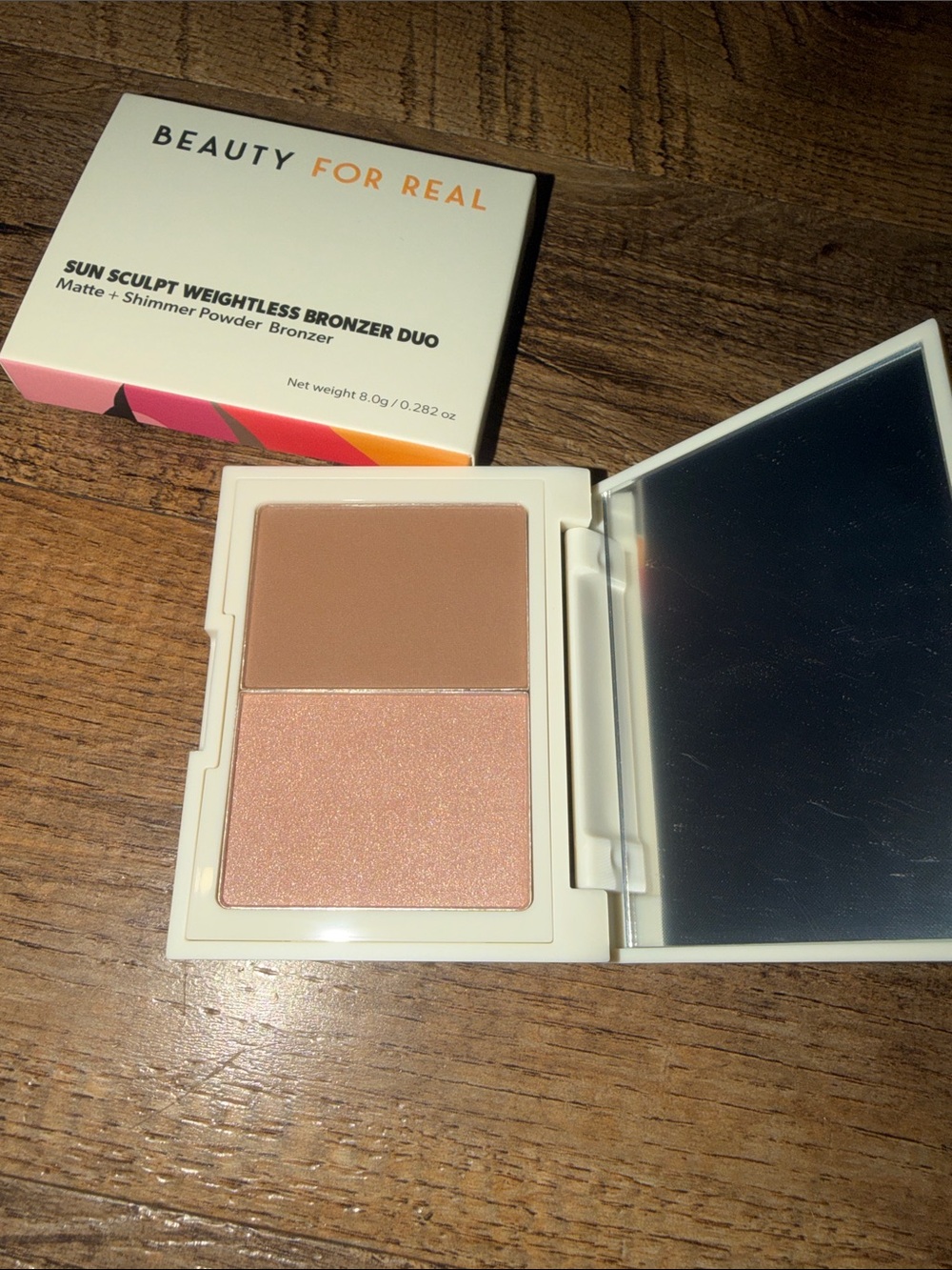 Beauty For Real Sun Sculpt Weightless Bronzer Duo - White with Coral Accents - Picture 5 of 5